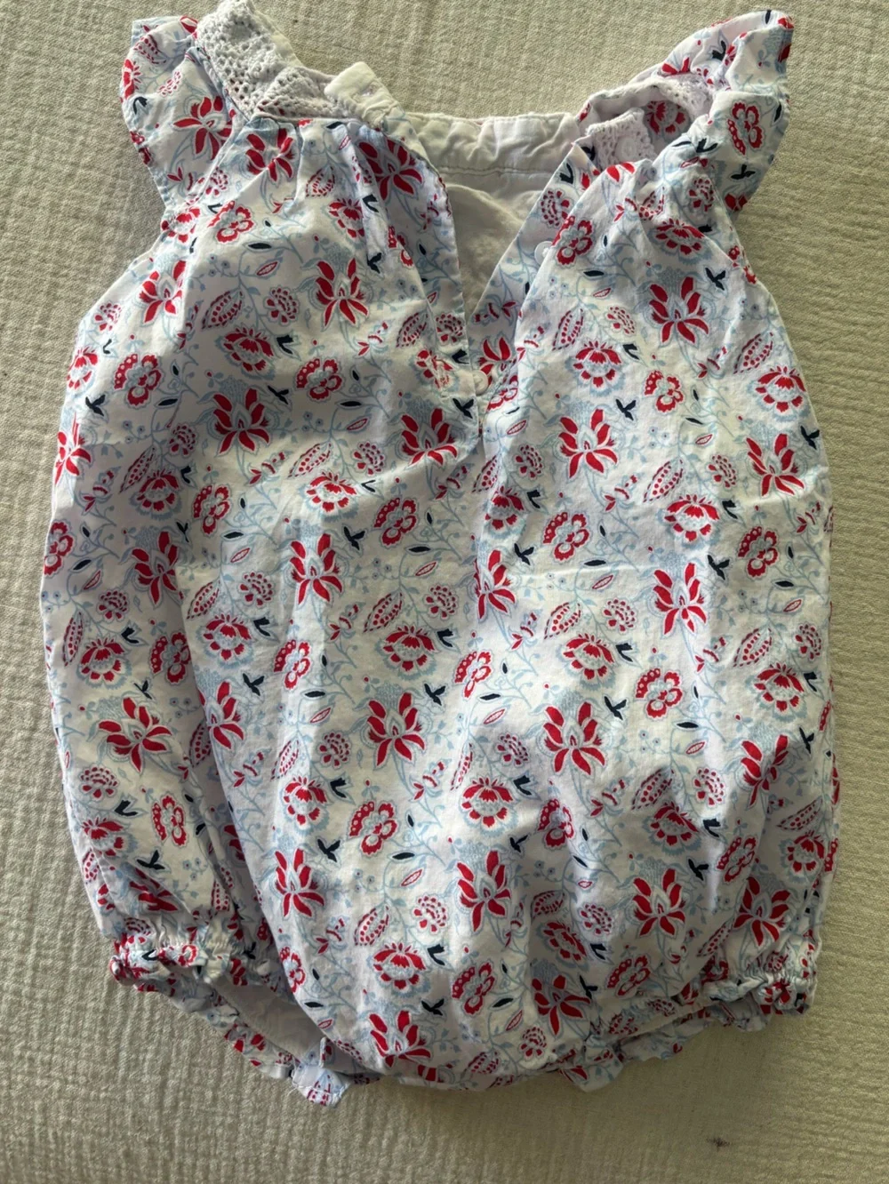Janie and Jack Floral Bloomer - White, Red, Blue